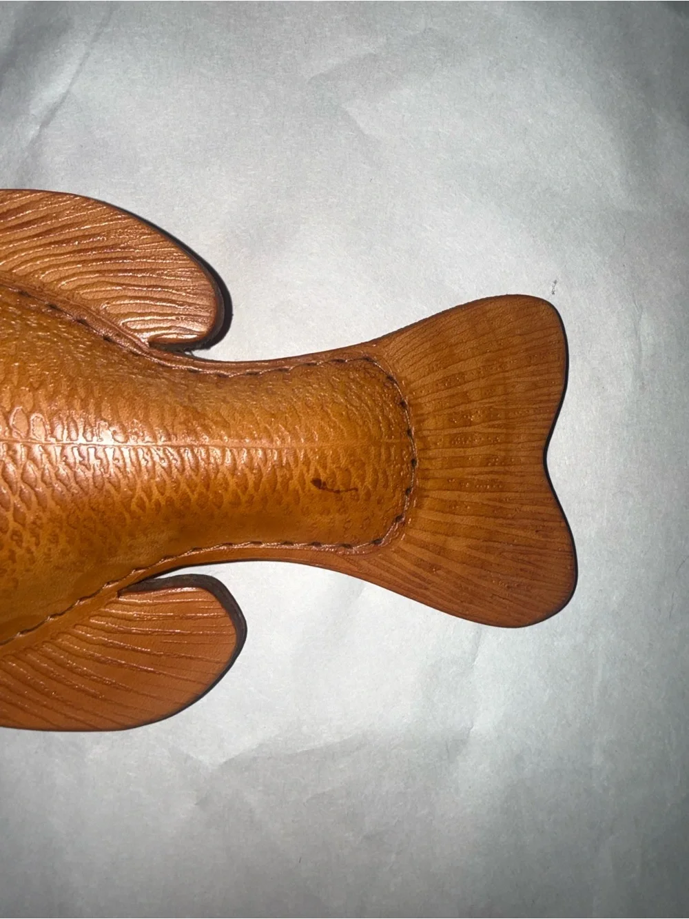 Handmade Leather Trout Fish Wall Sculpture by Lance Marshall Signed 11.5” Rare